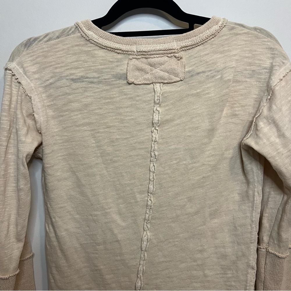 We the Free Phoebe Henley Long Sleeve Top with Exposed Seams Boho Spring - Picture 7 of 9